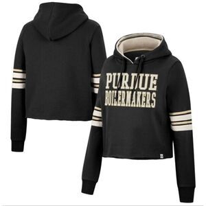 Colosseum Gray Cropped Purdue Boilmakers Hoodie Size XL